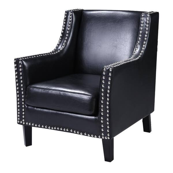 Best Master Furniture Zalim Black Faux Leather Armchair