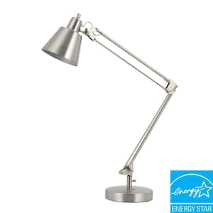 27 in. Udbina Metal Desk Lamp in Brushed Steel