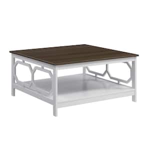 Omega 36 in. Driftwood/White Medium Square Wood Coffee Table with Shelf