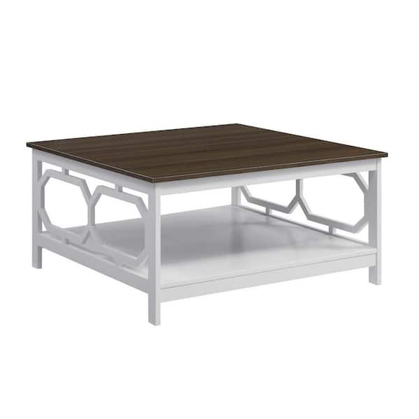 Medium Square Wood Coffee Table, White Omega Console Table