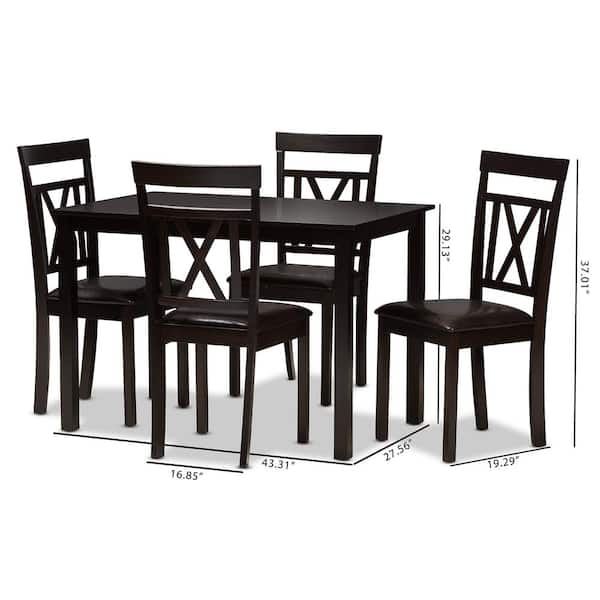 Baxton Studio Rosie 5 Piece Dark Brown Dining Set 8032 8026 HD