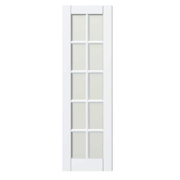24 in. W. x 80 in. 10-Lite, White Primed, No Bore, Frosted Glass, finished MDF Wood Interior Door Slab