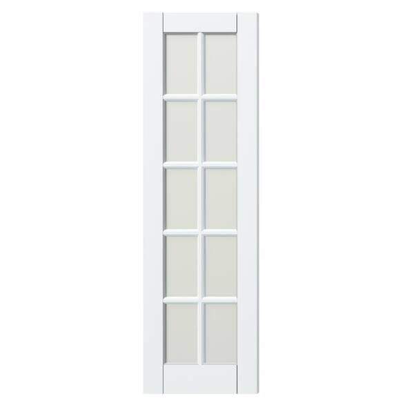 24 in. W. x 80 in. 10-Lite, White Primed, No Bore, Frosted Glass, finished MDF Wood Interior Door Slab