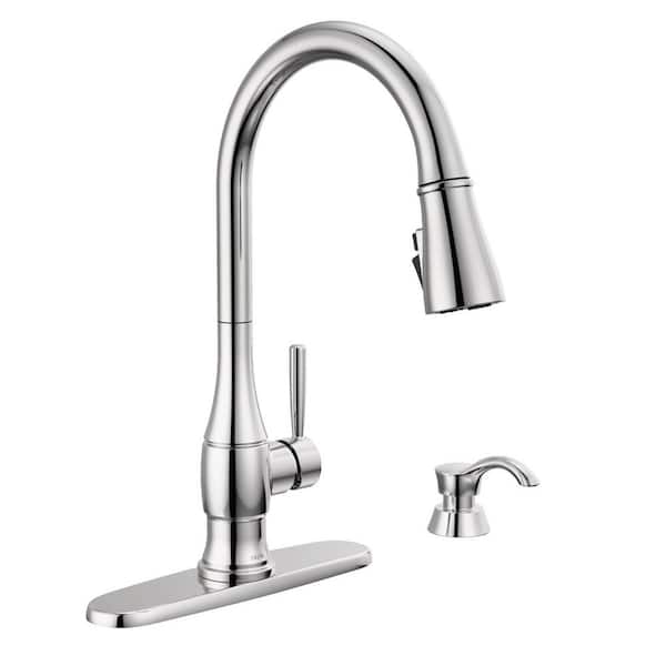 Delta Hazelwood Single-Handle Pull Down Sprayer Kitchen Faucet with ShieldSpray Technology in Chrome