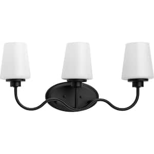 Avec 25 in. 3-Light Matte Black Contemporary Bath Vanity Light