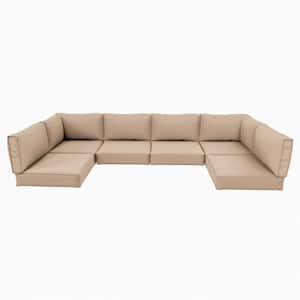 26 in. x 26 in. x 5 in. (14-Piece) Deep Seating Outdoor Lounge Chair Sectional Cushion Sand