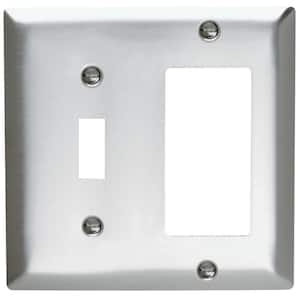 Pass & Seymour 430S/S 2 Gang 1 Toggle 1 Decorator/Rocker Wall Plate, Stainless Steel (1-Pack)