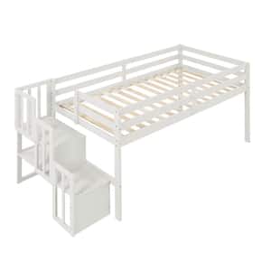White Twin Loft Bed with Stairs