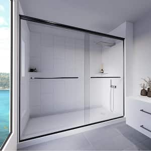 Winter White-Rainier 60 in. x 36 in. x 83 in. Base/Wall/Door Rectangular Alcove Shower Stall/Kit Matte Black Center