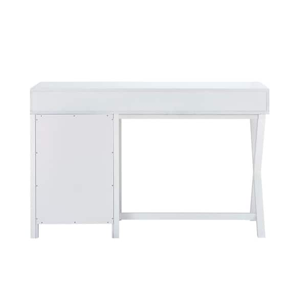 Linon Ari 48 W Home Office Writing Desk With Side Storage NavySilver -  Office Depot