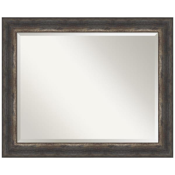 Amanti Art Bark Rustic Char 33 in. H x 27 in. W Framed Wall Mirror