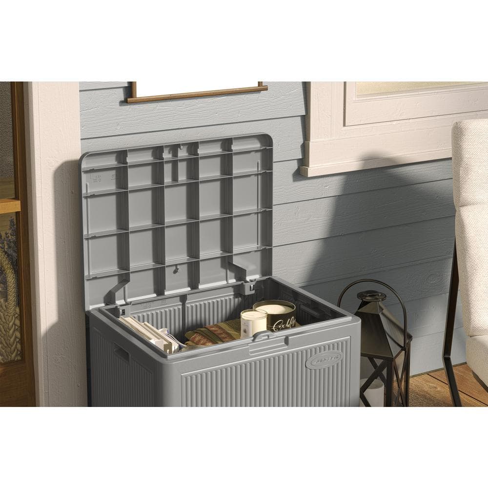 22 Gallon Gray Plastic Outdoor Deck Storage Box