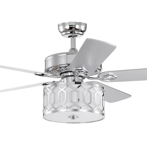 Manny 52 in. 3-Light Indoor Chrome Remote Controlled Ceiling Fan with Light Kit