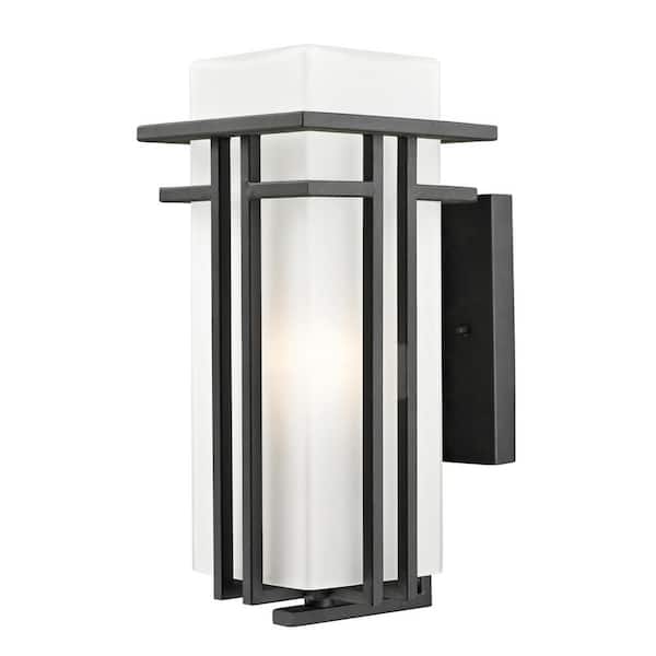 Unbranded Abbey Black Outdoor Hardwired Lantern Wall Sconce with No Bulbs Included