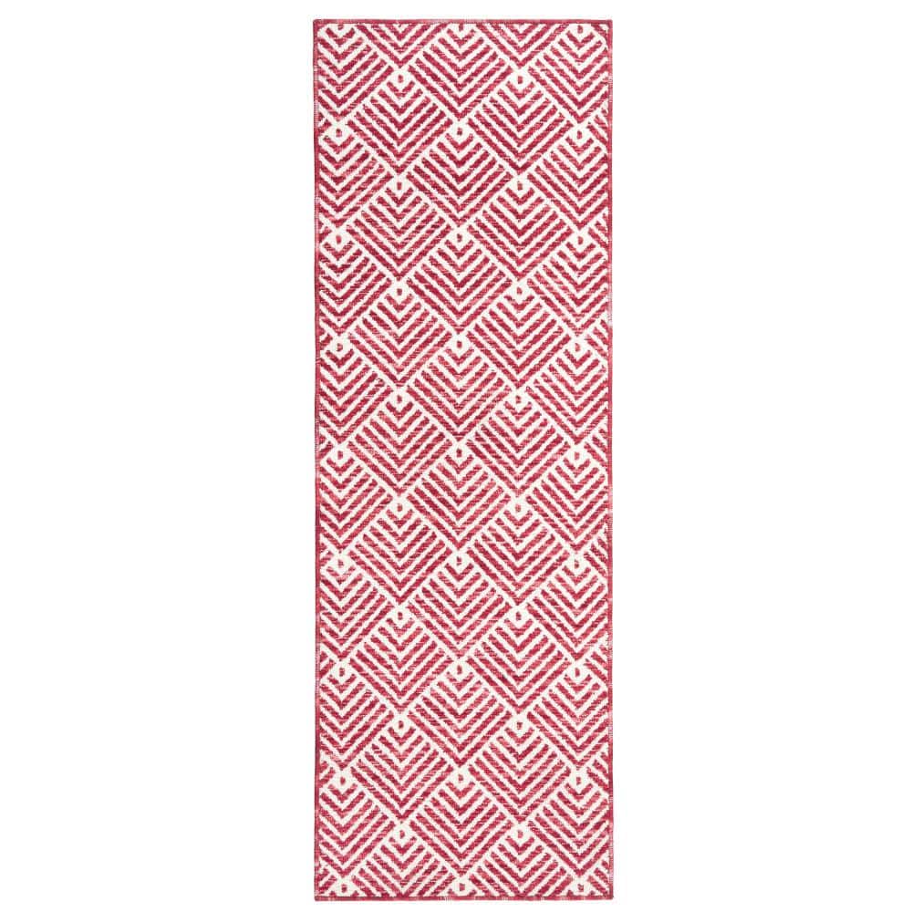 TOWN & COUNTRY LIVING Everyday Walker Modern Stripe Red 24 in. x 72 in. Machine Washable Runner