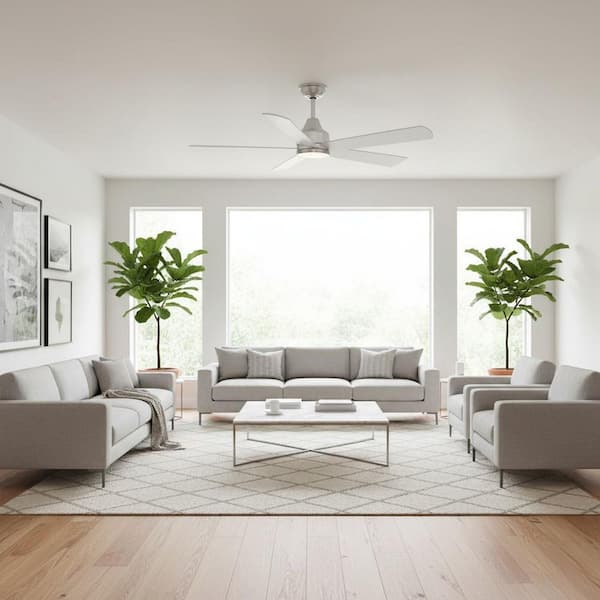 Bellinghman V 52 in. Integrated LED Indoor Brushed Nickel Ceiling Fan with Light