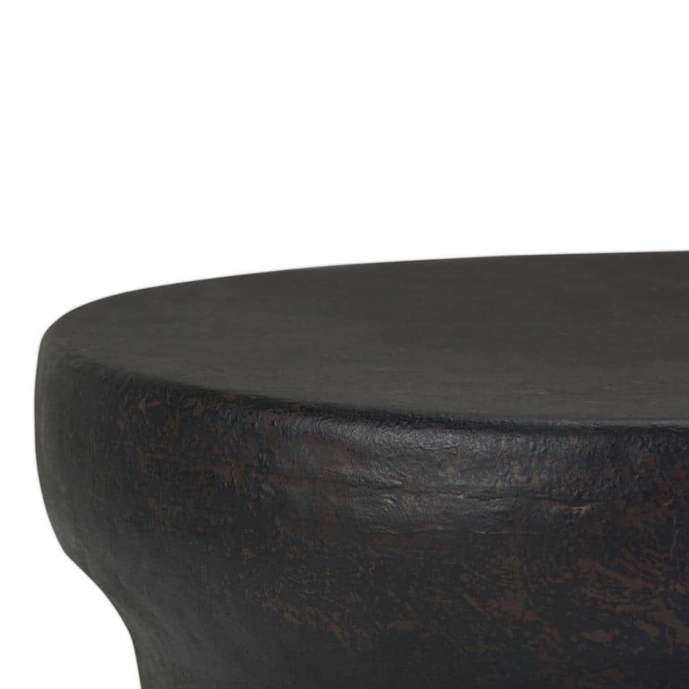 Rustic Bronze 33" Round Iron Coffee Table with Antique Finish & Storage