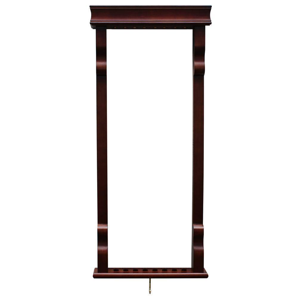 Rich Mahogany Wall Mounted Billiard Cue Rack