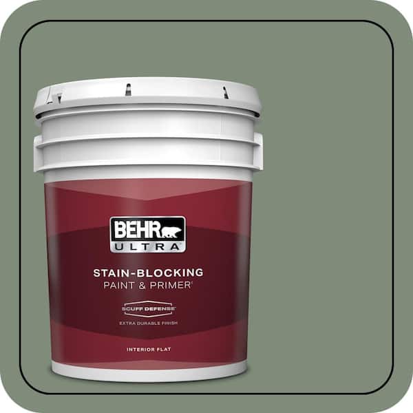 BEHR ULTRA 5 gal. #450F-5 Amazon Moss Extra Durable Flat Interior Paint & Primer