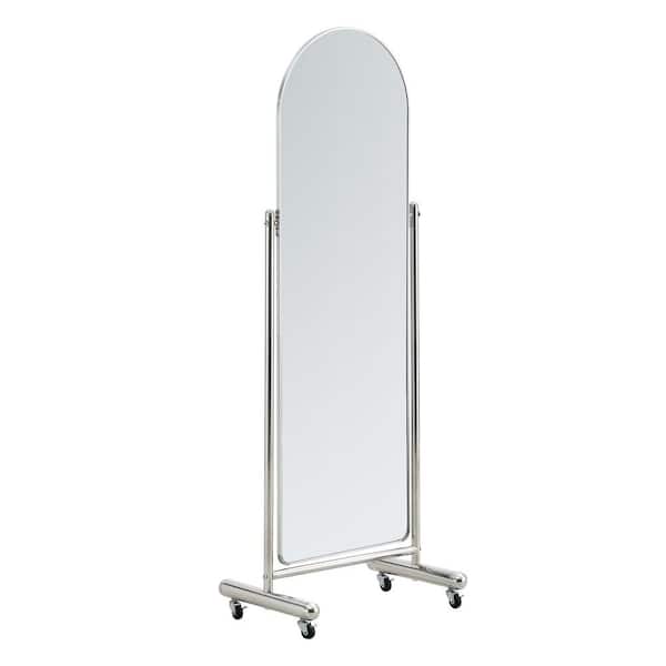 Miscool Anky Silver 27.5 in. W x 69.2 in. H Arched Rectangle Metal Framed Full Length Mirror with Pulley