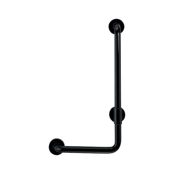 Unbranded 36 in. Contractor Antimicrobial Vinyl Coated L-Shape Grab Bar in Black
