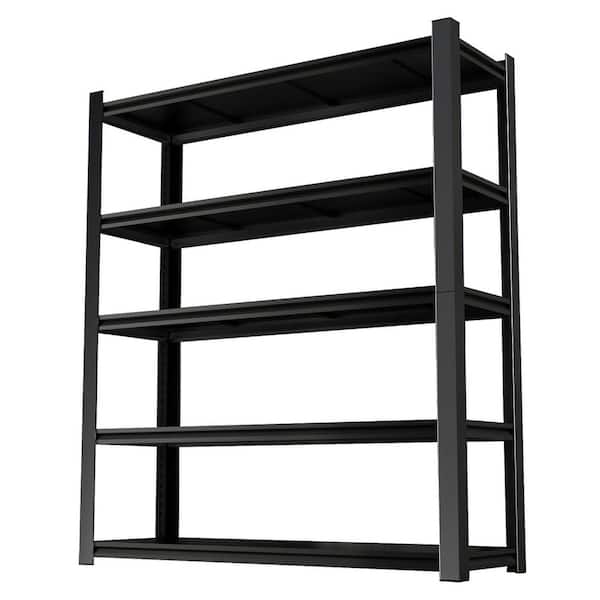 5-Tiers Heavy Duty Metal Adjustable Household Shelving Unit in Black (59 in. W x 72 in. H x 23.6 in. D)