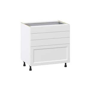 33 in. W x 34.5 in. H x 24 in. D Alton Painted White Shaker Assembled Base Kitchen Cabinet with 4 Drawers