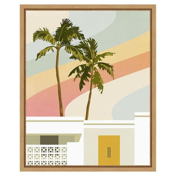 Amanti Art Palm Springs Paradise by Victoria Barnes 1 Piece Floater Frame Canvas Giclee Architecture Art Print 20 in. x 16 in. W