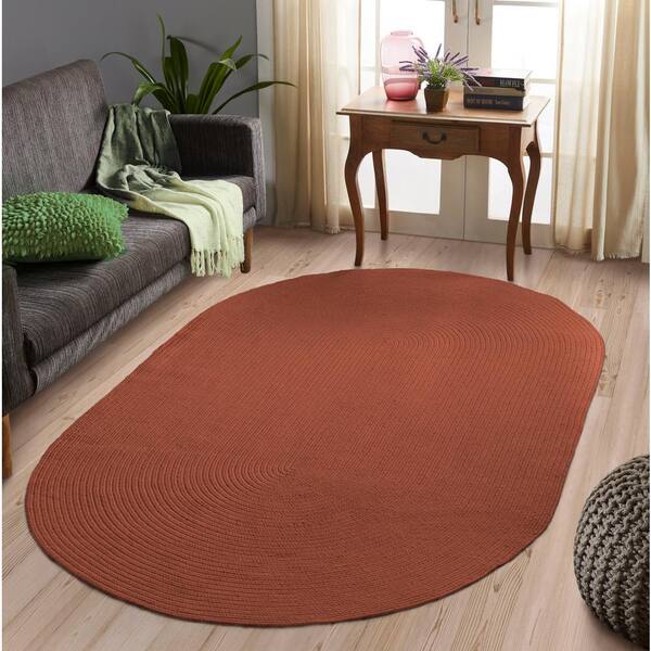 3' x 5' Eco-Friendly Braided Rug Oval Green Red Cream w/ Non-Slip