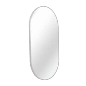 20 in. W x 28 in. H Oval Shaped Framed Wall Bathroom Vanity Mirror in Silver