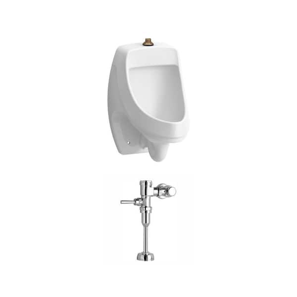 Dexter 0.125 GPF White Urinal with Top Spud and Ultima FloWise 0.125 GPF Polished Chrome Flush Valve Combo