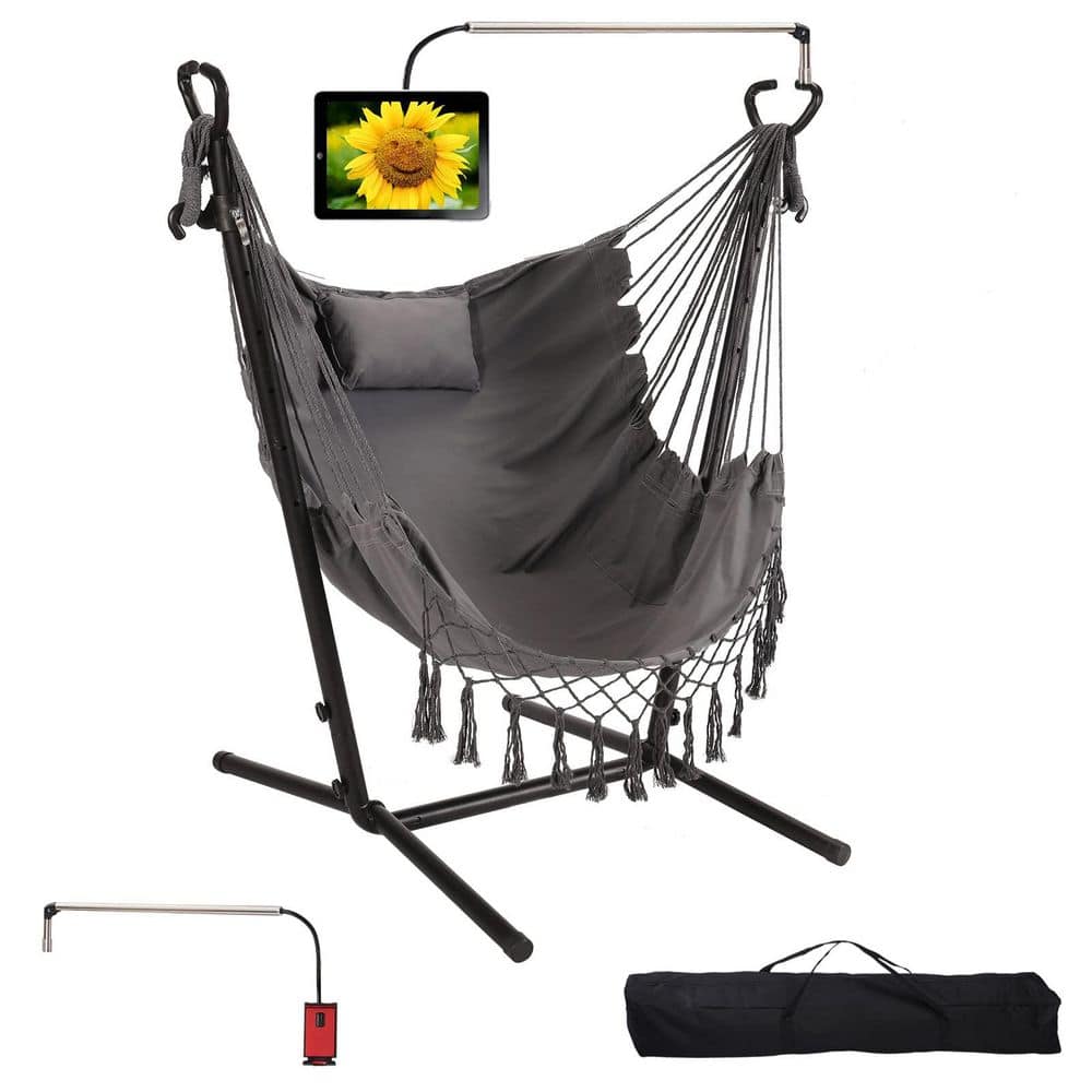 3 ft. Hammock Chairs with Stand Phone Holder Included Double Hanging Chair Macrame Boho Handmade Adjustable Swing price history on PriceWatchPro