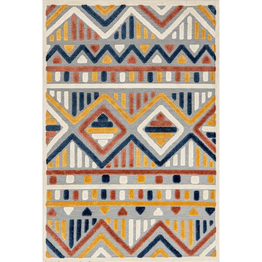 nuLOOM Arlene Colorful Tribal Indoor/Outdoor Blue 5 ft. x 7 ft. 6 in
