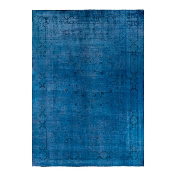 Fine Vibrance Blue 9 ft. x 12 ft. Solid Wool Indoor Area Rug