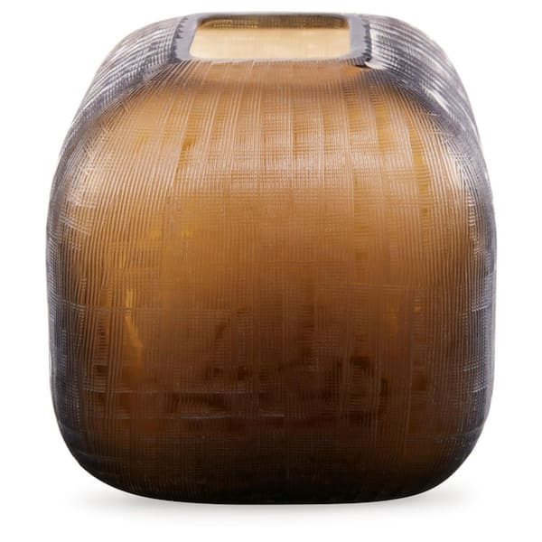 Capard 8 in. Brown Glass Square Decorative Vase