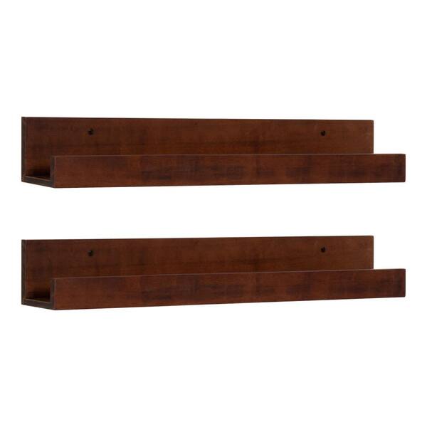 Kate and Laurel Levie 24 in. x 4 in. x 4 in. Walnut Brown Decorative Wall Shelf