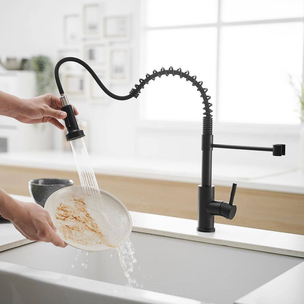 Matte Black Stainless Steel Pull-Down Kitchen Faucet