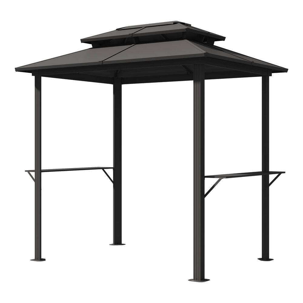 8 ft. x 6 ft.Outdoor Aluminum Hardtop Grill Gazebo Double Roof with Shelves Serving Tables and Hooks price history on PriceWatchPro
