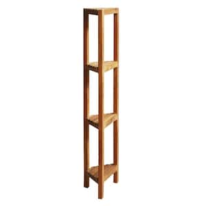 Fiji 14.50 in. W x 8.00 in. D x 50.50 in. H Natural Brown Teak Linen Cabinet with Square Shelf and 4-Tiers