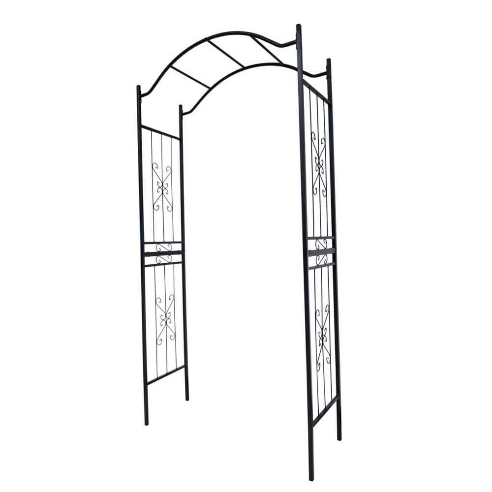 90 in. x 43.2 in. Garden Metal Arch Arbor with Black Powder Coated, Climbing Plants Support Arch Black price history on PriceWatchPro