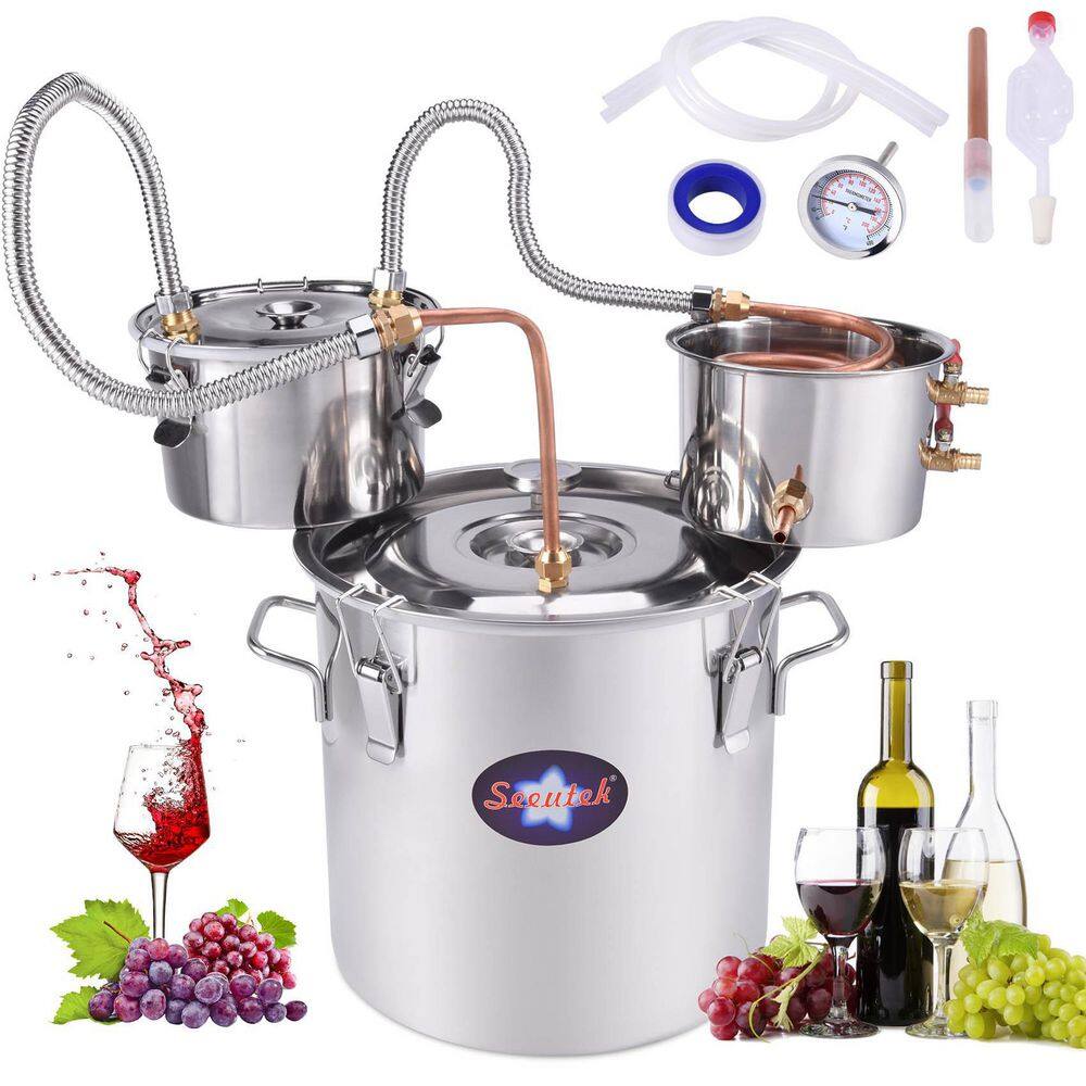 SEEUTEK Alcohol Still Gal. Stainless Steel Water Alcohol Distiller Home  Brewing Kit with Thumper Keg for DIY Wine BZ-998 The Home Depot