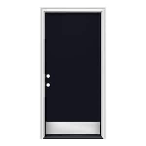 36 in. x 80 in. Flush Right-Hand/Inswing Black Steel Prehung Front Door w/Brickmould, ADA Accessible
