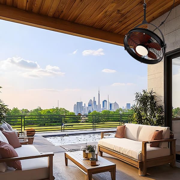 26 in. Black Outdoor Waterproof Gazebo Hanging Ceiling fan with lights for Patios Porch Pergola, Canopy