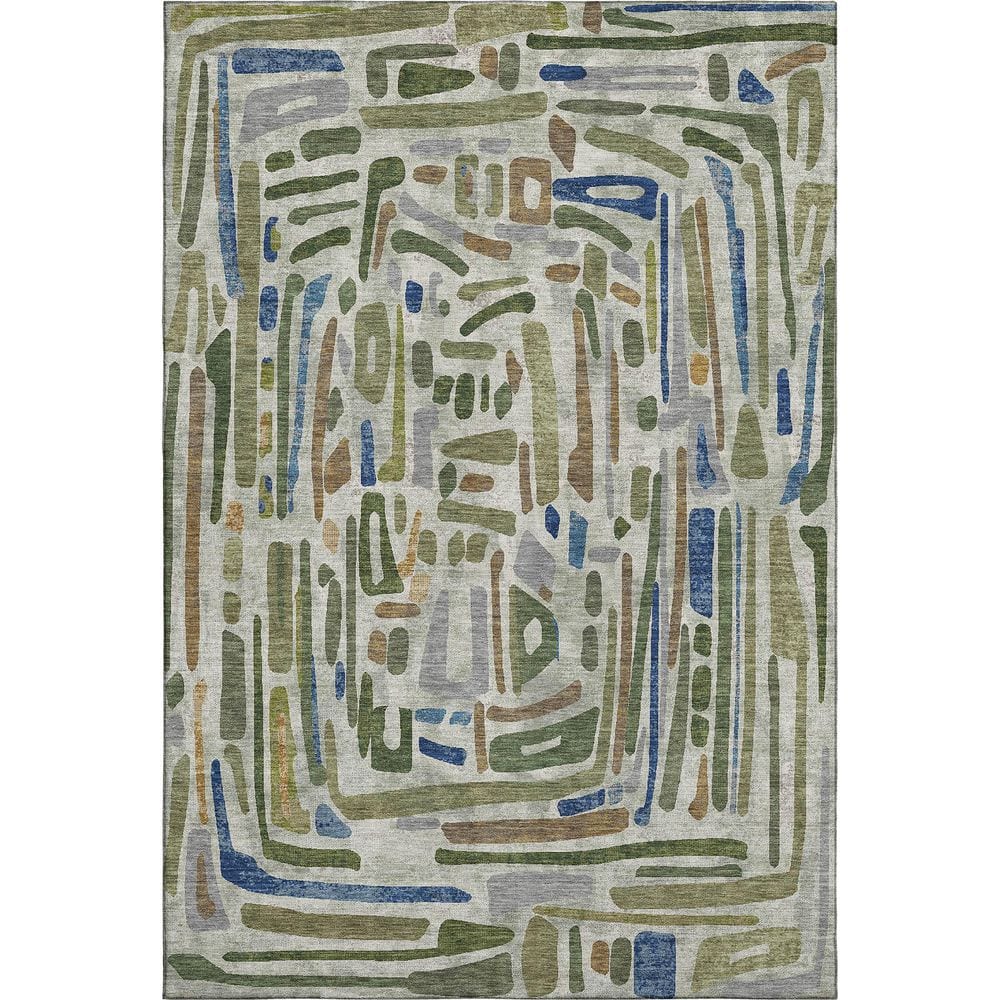 Mayfield Premium Machine Washable Abstract AMF2432 Green 3 ft. x 5 ft. Area Rug price history on PriceWatchPro