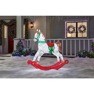 4 ft. LED Tinsel Rocking Horse Holiday Yard Decoration