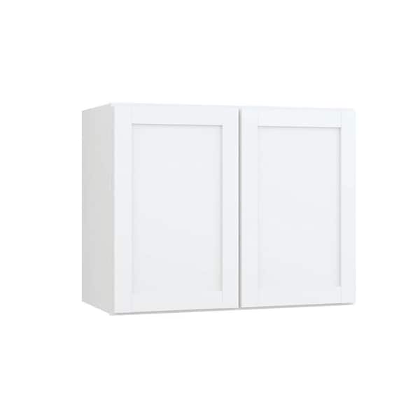 Courtland 30 in. W x 15 in. D x 23.5 in. H Assembled Shaker Wall Bridge Kitchen Cabinet in Polar White