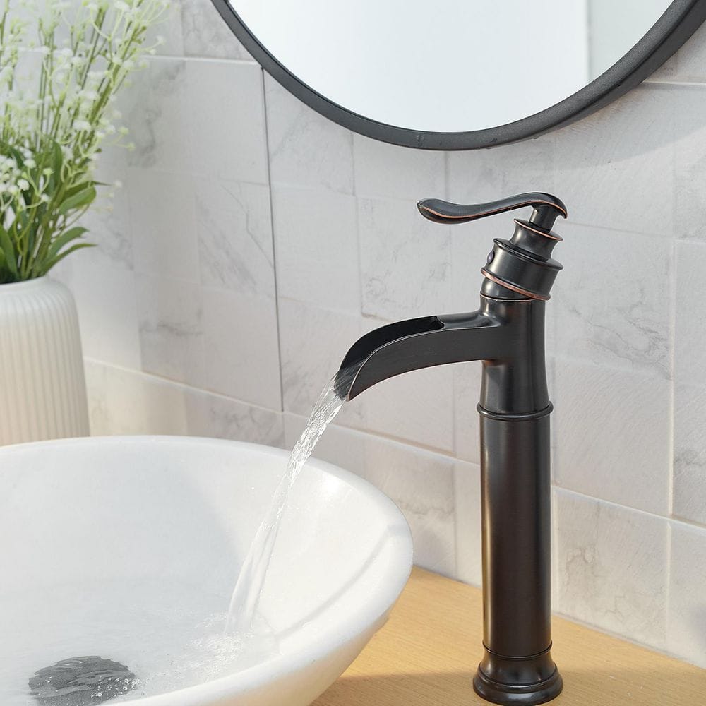 Oil-Rubbed Bronze Single Handle Waterfall Vessel Faucet