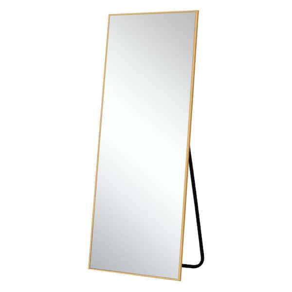Lirago 31 in. x 70 in. Modern Rectangle Full Length Mirror Aluminum Alloy Thin Framed Leaning Mirror for Bedroom Gold