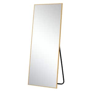 31 in. x 70 in. Modern Rectangle Full Length Mirror Aluminum Alloy Thin Framed Leaning Mirror for Bedroom Gold