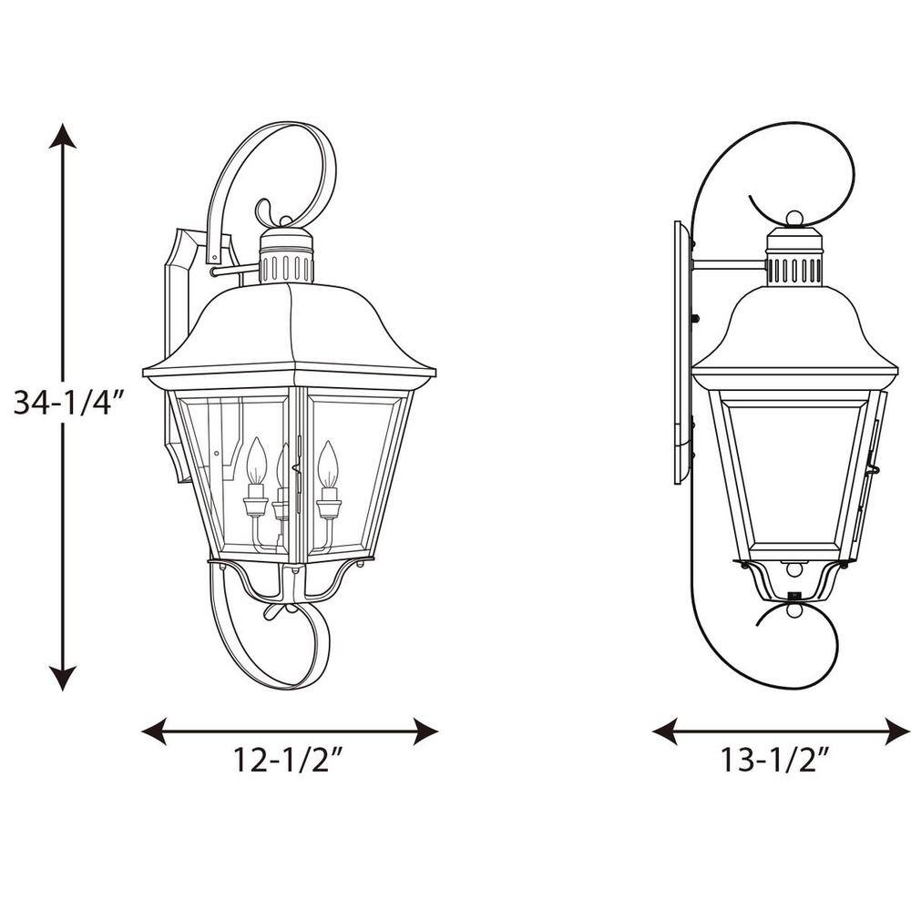 Andover Antique Bronze 4-Light Outdoor Wall Lantern with Beveled Glass Panels